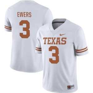 Mens Texas Longhorns #3 Quinn Ewers White Stitched Jersey Dzhi